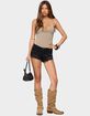 EDIKTED Studded Low Rise Denim Micro Shorts image number 5