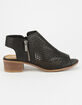 SODA Perforated Block Heel Black Womens Booties image number 2