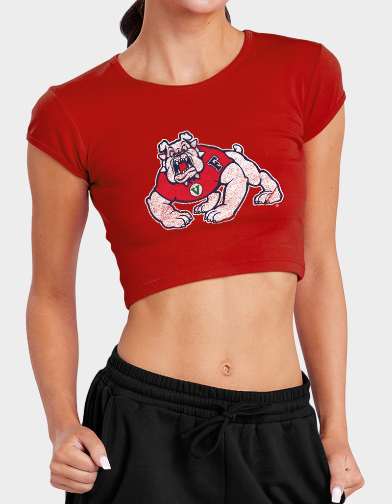 FRESNO STATE UNIVERSITY Distressed Primary Logo Womens Baby Rib Tee image number 0