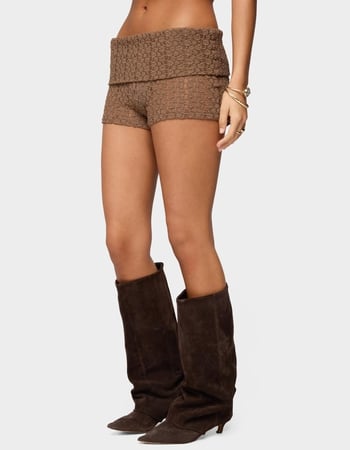 EDIKTED Rye Sheer Textured Foldover Shorts Alternative Image