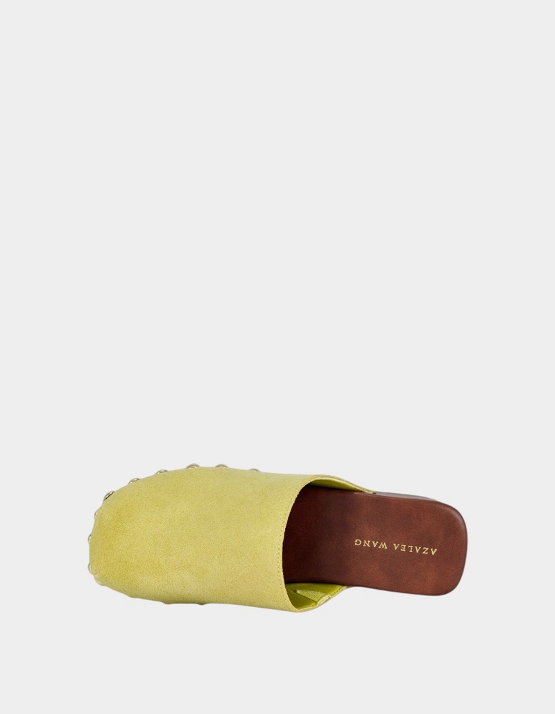 AZALEA WANG Walinda Genuine Suede Studded Womens Clogs image number 3