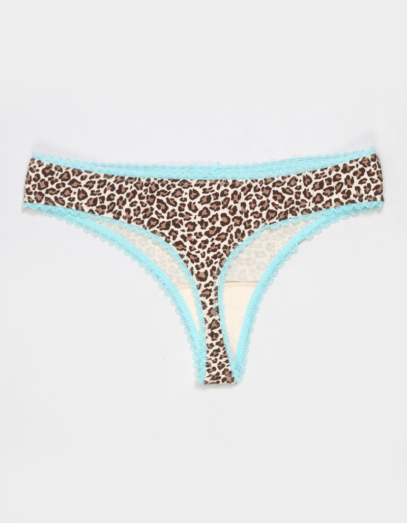 FULL TILT Cotton Bow Lace Trim Thong image number 1