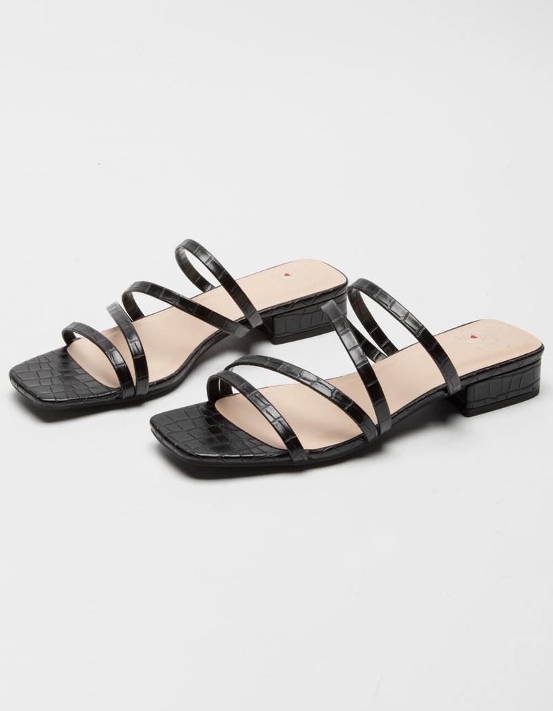 DELICIOUS Strappy Womens Black Low Block Heels image number 0