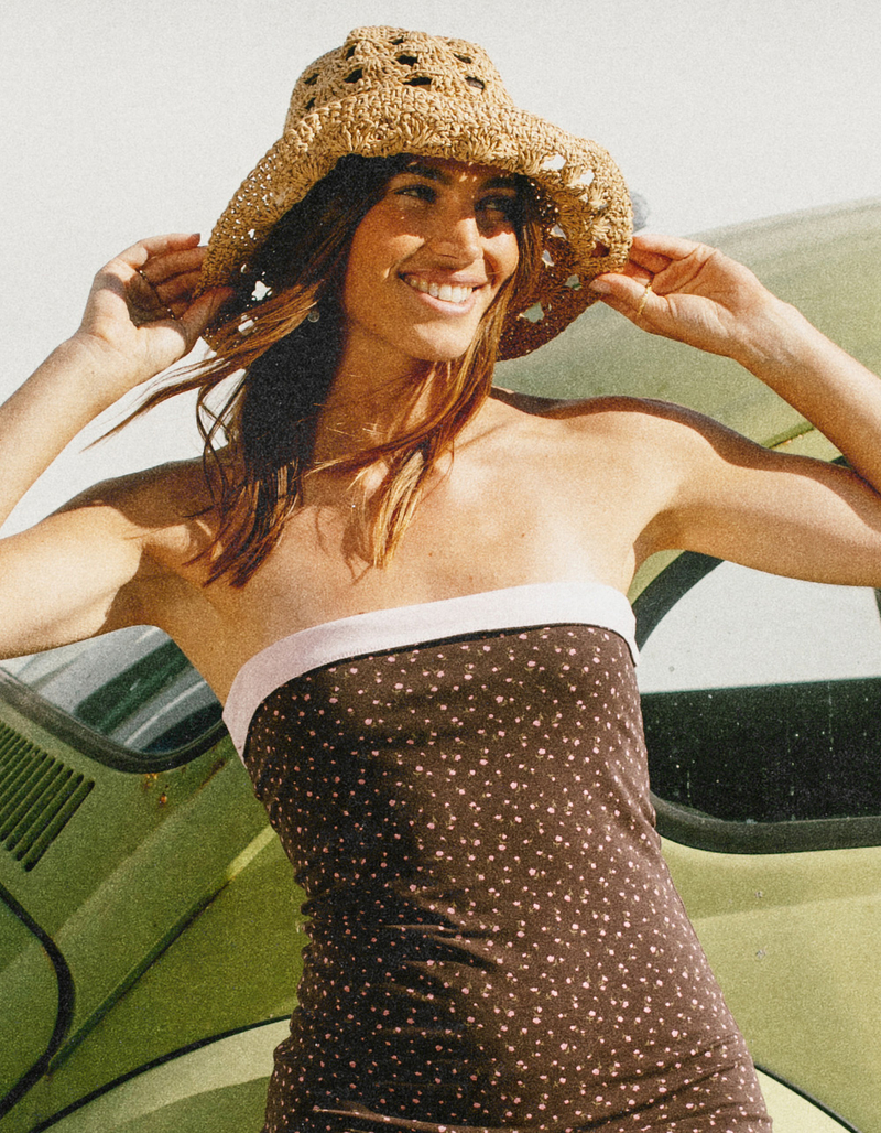 Laser Cut Womens Straw Bucket Hat image number 2