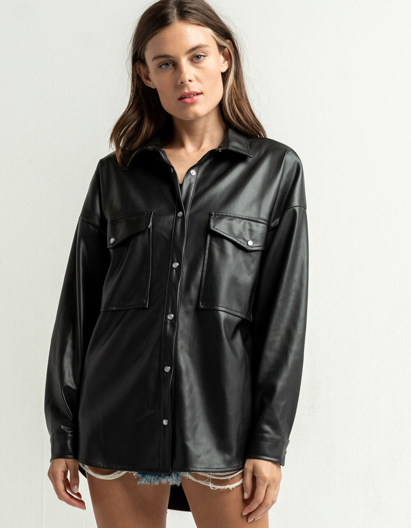 WEST OF MELROSE Night Walker Womens Vegan Leather Shacket image number 2
