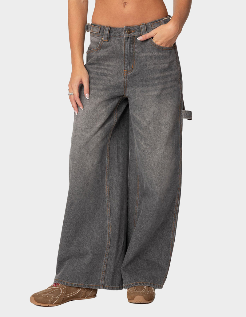 EDIKTED Baggy Washed Low Rise Carpenter Jeans image number 0