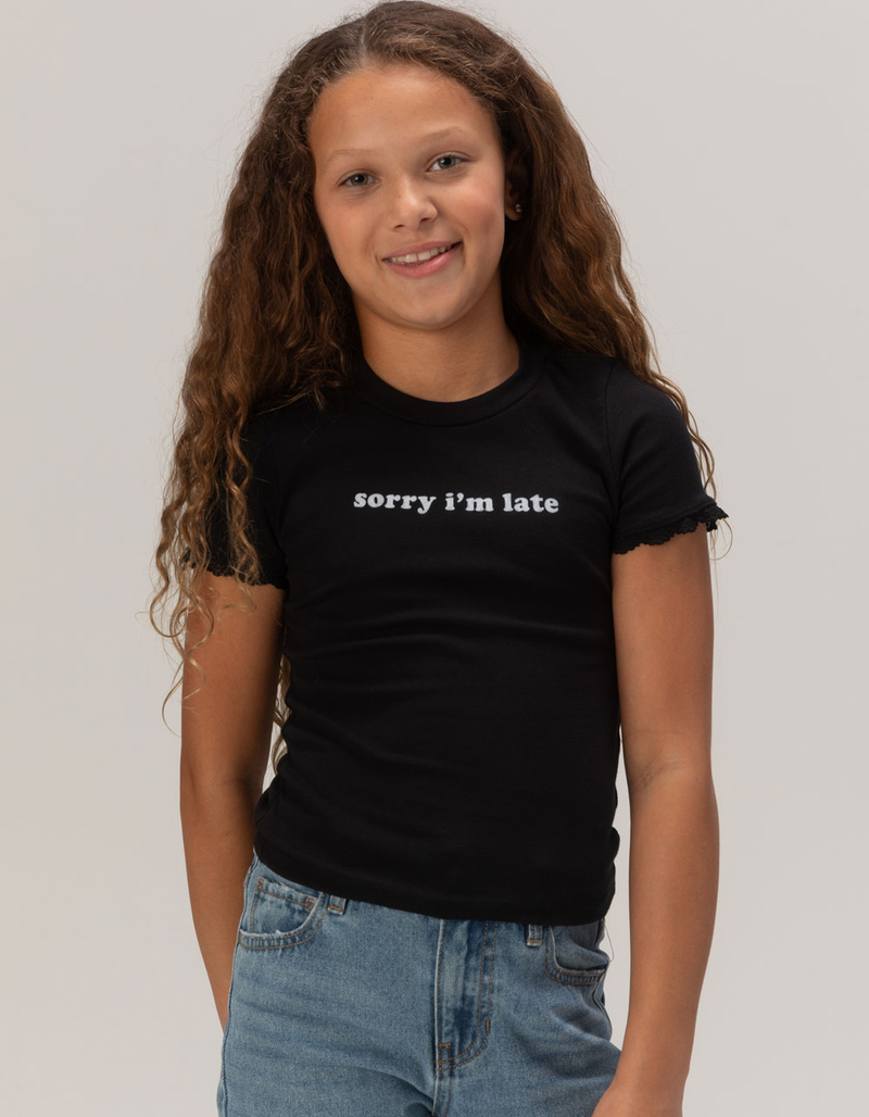 FULL TILT Sorry I'm Late Lace Girls Tee image number 1