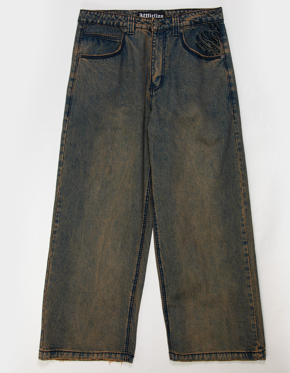AFFLICTION Tribal & Wings Mens Wide Leg Embroidered Jeans - MEDIUM