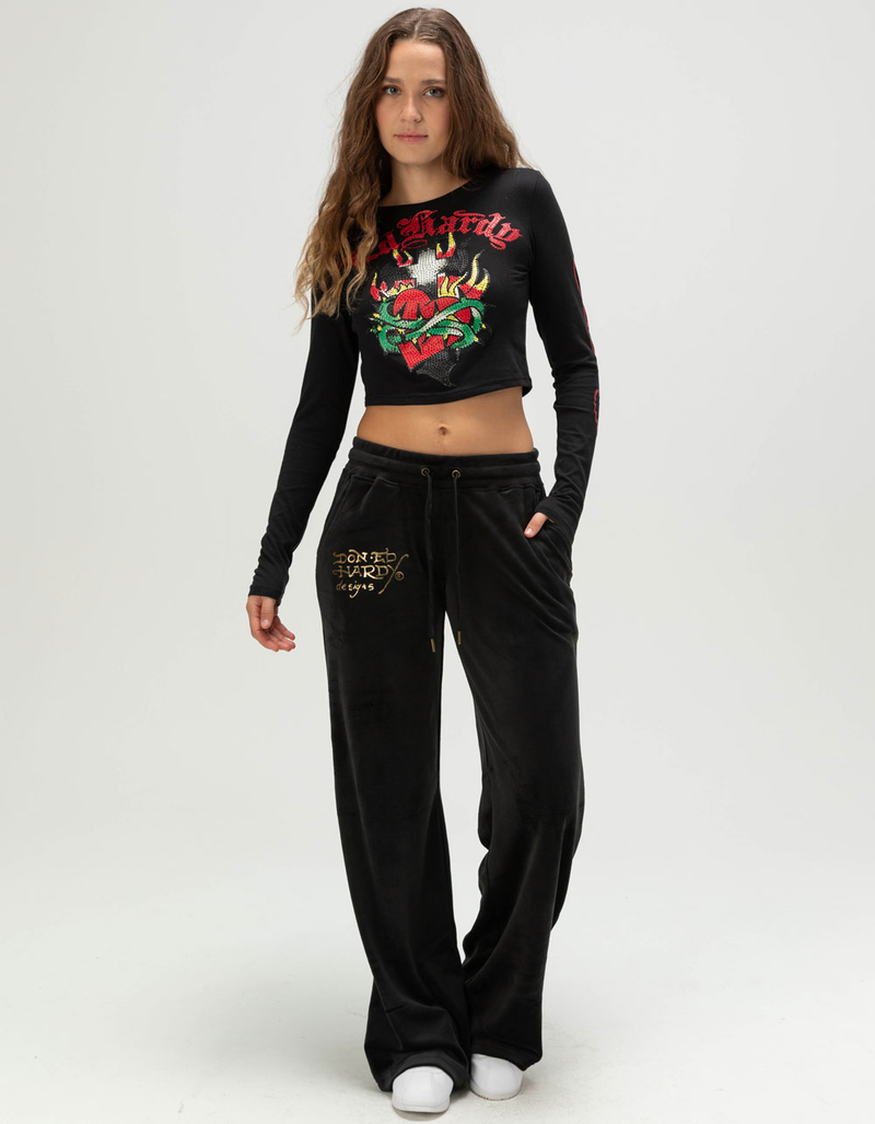 ED HARDY Cross Womens Long Sleeve Baby Tee image number 3