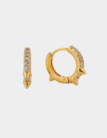 DO EVERYTHING IN LOVE 14K Gold Dipped Pave CZ Huggie Hoop Earrings Primary Image