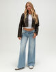 WEST OF MELROSE Womens Crop Faux Leather Jacket image number 2