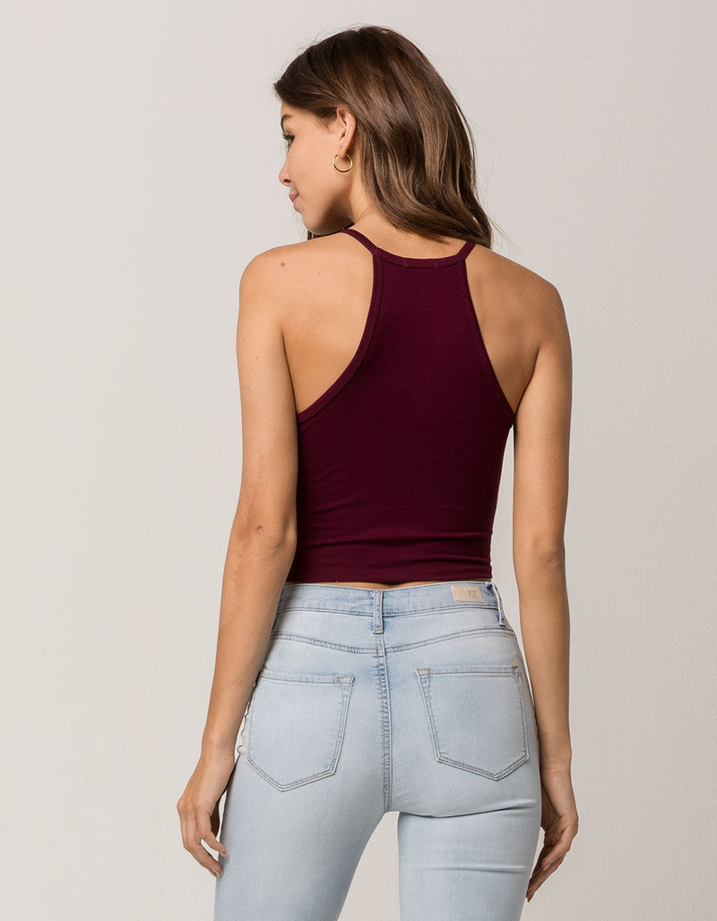 BOZZOLO Dark Purple High Neck Womens Tank Top image number 2