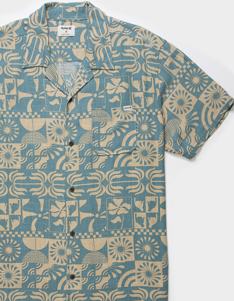 HURLEY Rincon Linen Mens Button Up Shirt BLUE COMBO Tillys