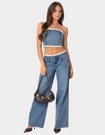 EDIKTED Karlie Lace Trim Jeans Alternative Image