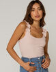 IVY & MAIN Ruffle Strap Womens Pink Bodysuit image number 2