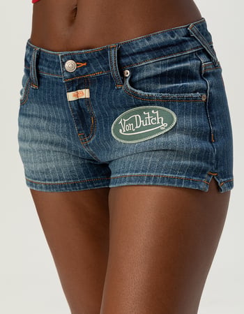 VON DUTCH Pinstripe Womens Low Rise Shorts Alternative Image