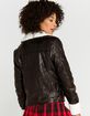 ASHLEY Vegan Leather Sherpa Lined Womens Moto Jacket image number 3