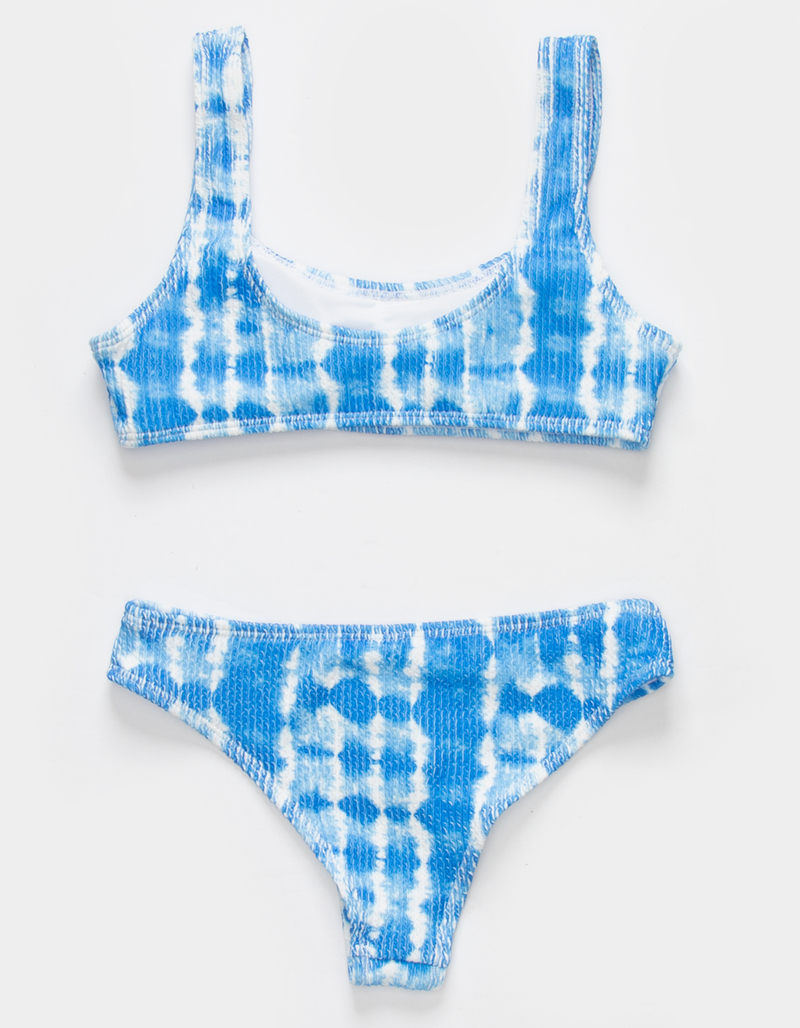 FULL TILT Textured Tie Dye Girls Bralette Bikini Set image number 2