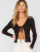 COTTON CANDY LA Tie Front Womens Cardigan image number 1