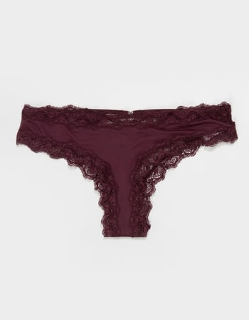 FULL TILT Polka Dot Mesh Back Lace Trim Thong Primary Image