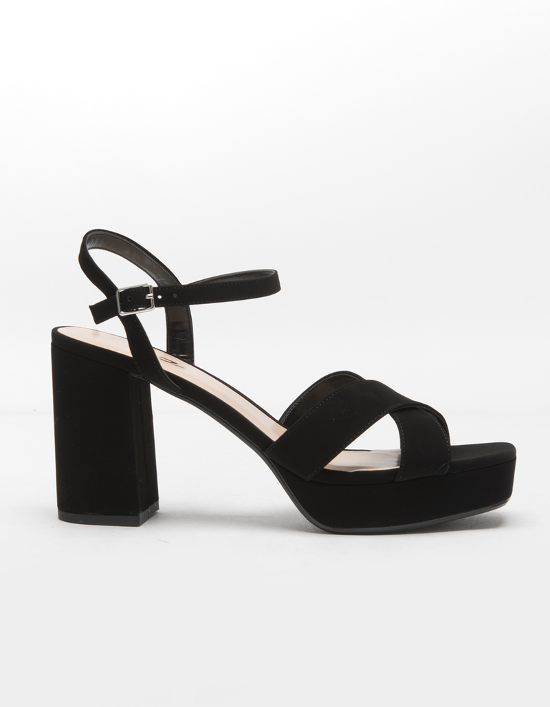SODA Ankle Strap Womens Black Platform Sandals image number 1