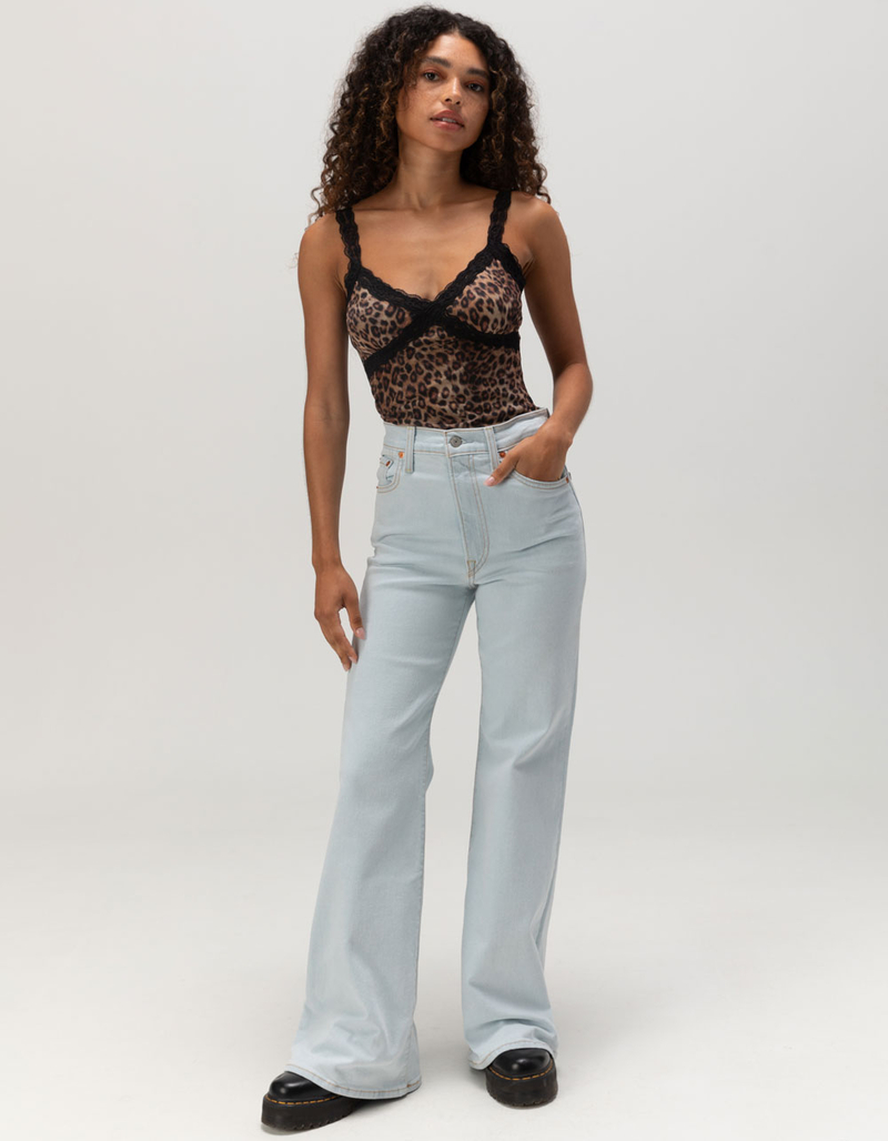 WEST OF MELROSE Leopard Lace Trim Mesh Womens Tank Top image number 4
