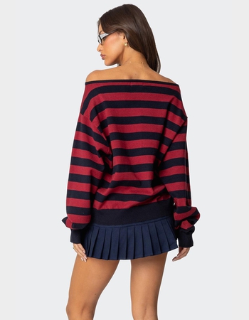 EDIKTED Sterling Striped Off Shoulder Sweater Alternative Image
