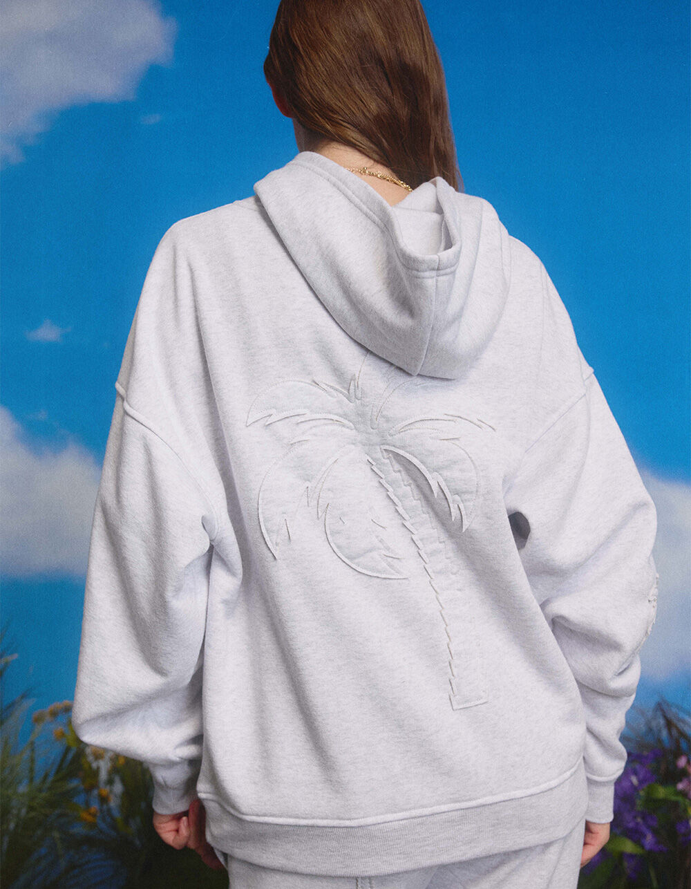 FULL TILT Palm Applique Womens Hoodie - HEATHER GRAY | Tillys