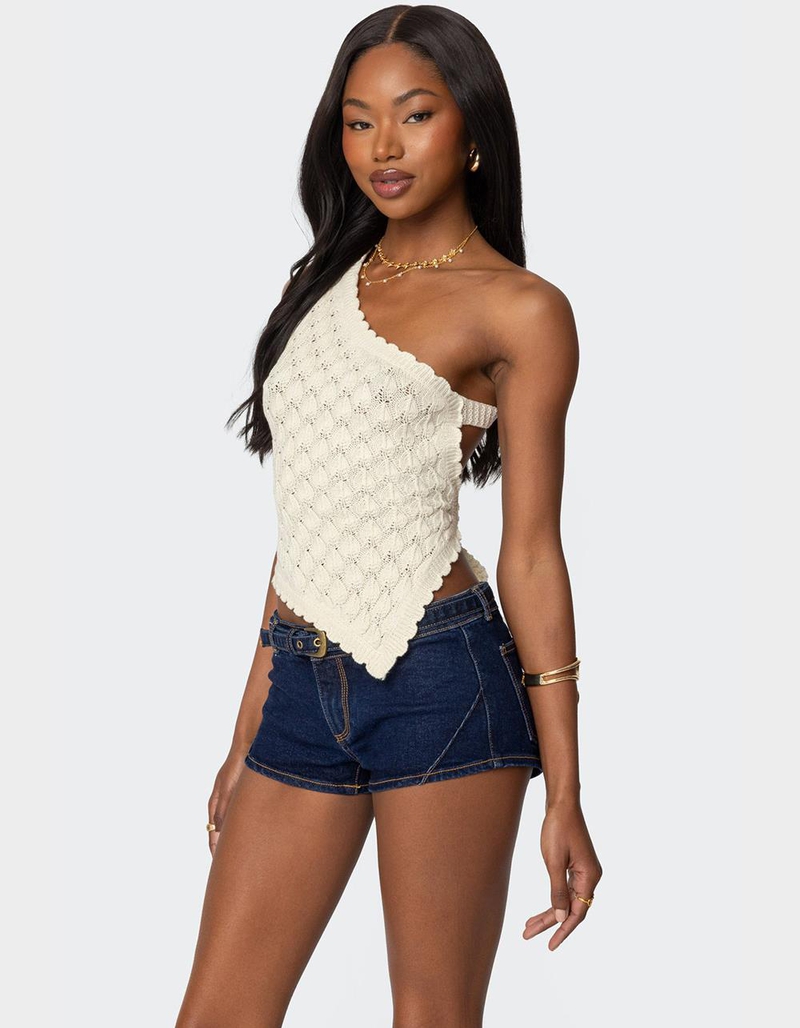 EDIKTED Codi Backless Asymmetric Knit Top image number 3