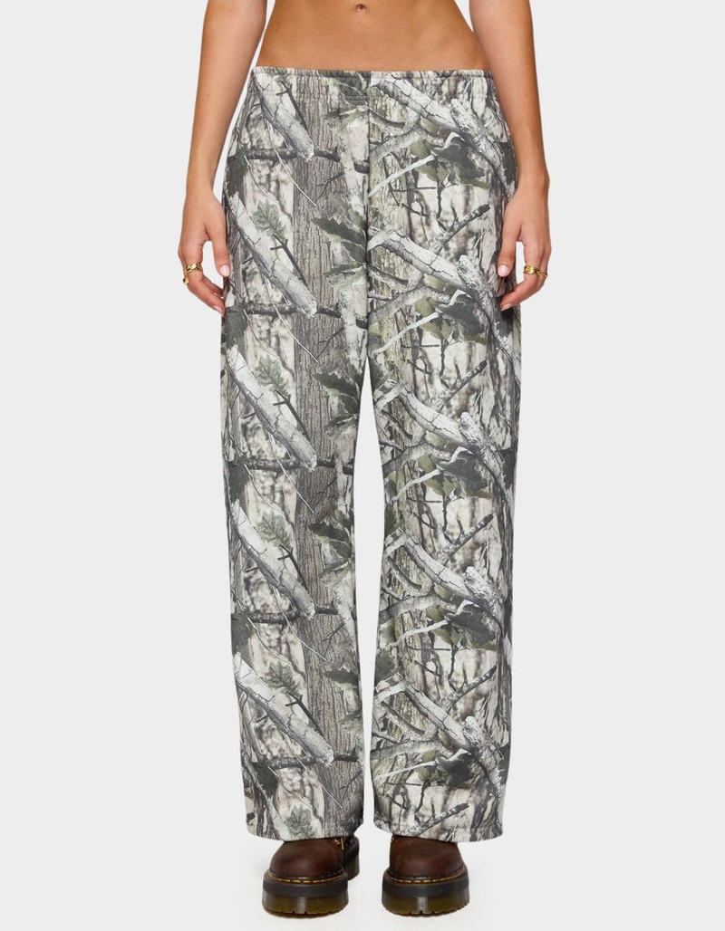 EDIKTED Camo Straight Leg Sweatpants image number 0