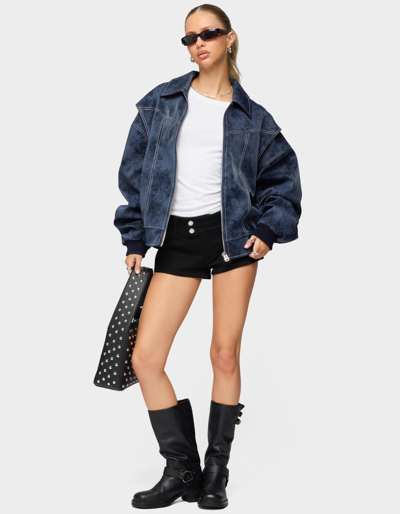 EDIKTED Ownley Oversized Faux Leather Bomber Jacket image number 4