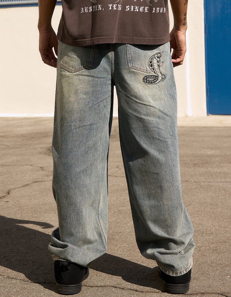 RSQ Mens Embroidered Extra Baggy Jeans image number 10