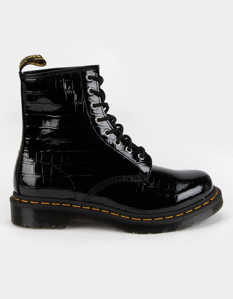 DR. MARTENS 1460 Patent Leather Crocodile Print Womens Boots image number 1