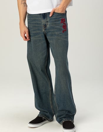 RSQ Mens Embroidered Dragon Baggy Jeans Alternative Image