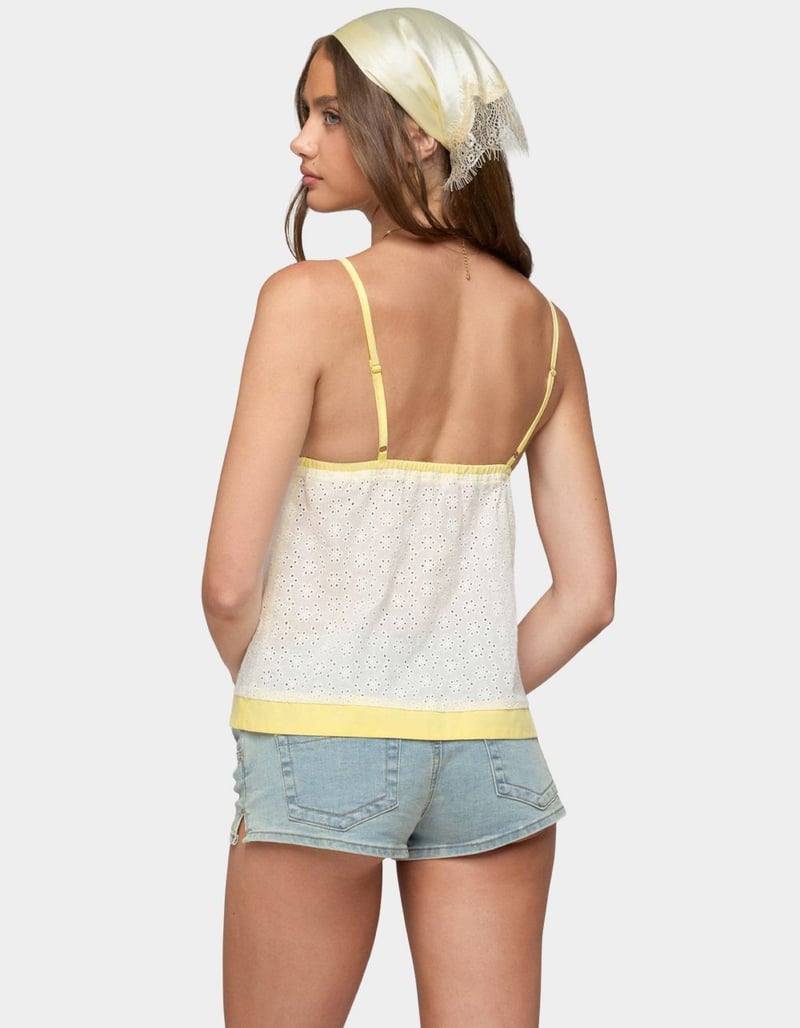 EDIKTED Mavie Contrast Eyelet Babydoll Tank Top image number 2