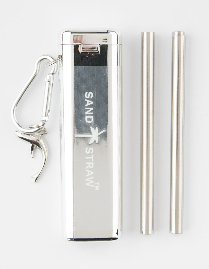 SAND STRAW Silver Shark Collapsible Straw image number 0