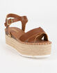SODA High Ankle Strap Womens Tan Flatform Sandals image number 1
