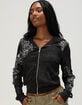 MISS ME Rhinestone Womens Fitted Zip-Up Hoodie image number 1