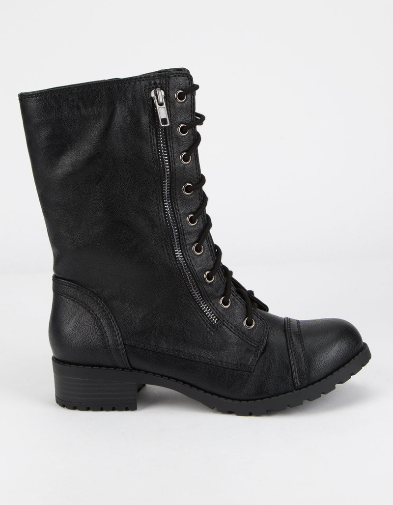 SODA Lace Up Black Womens Combat Boots image number 1