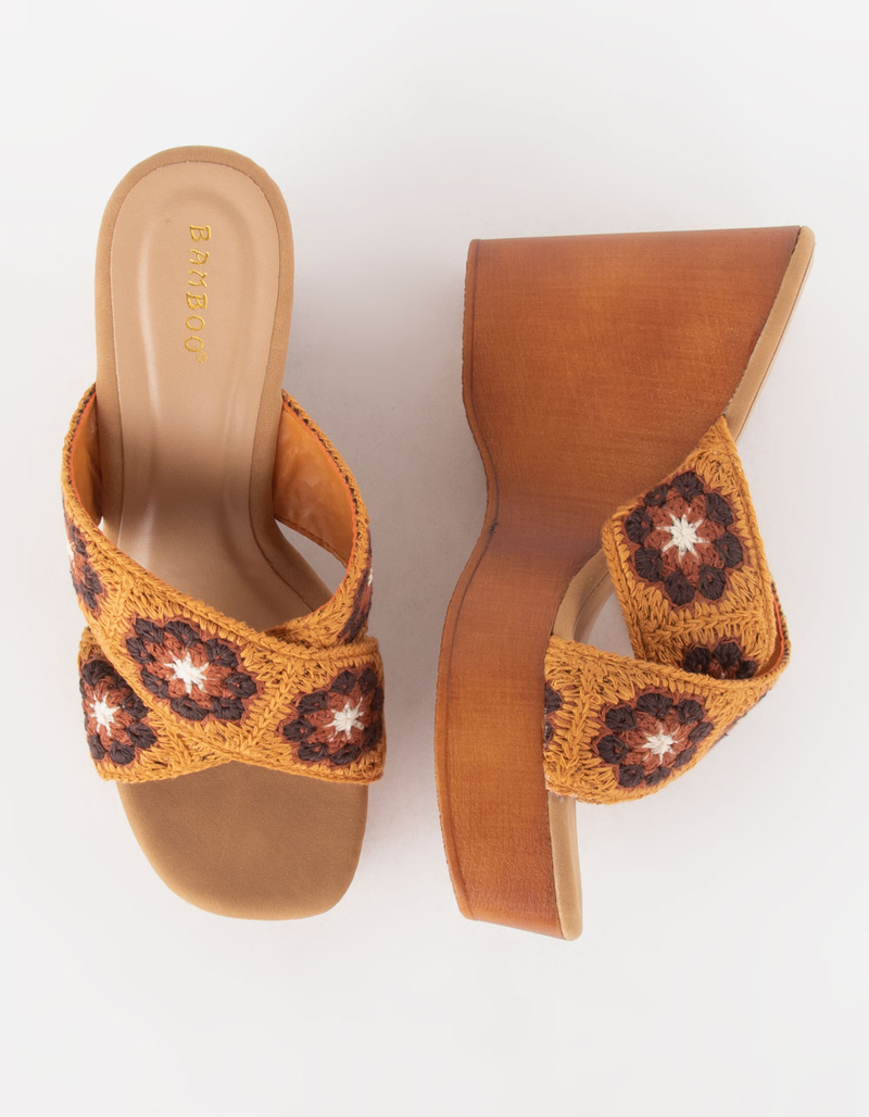 BAMBOO Crochet Womens Wedge Sandals image number 4