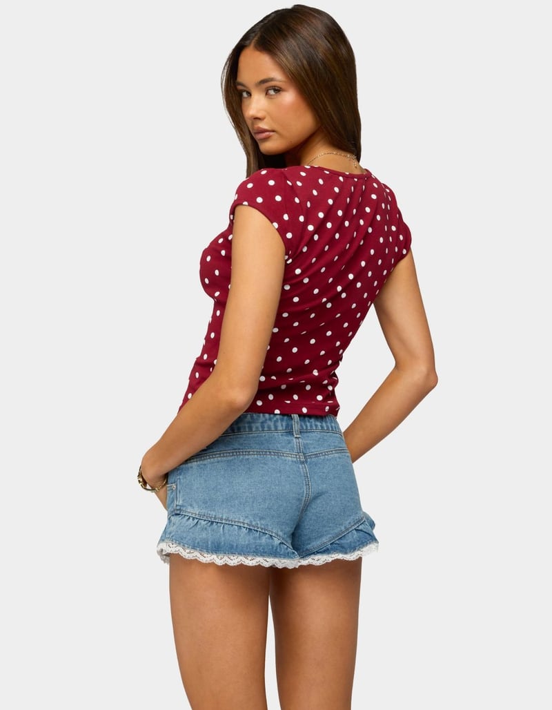 EDIKTED Mookie Square Neck Polka Dot Top image number 2