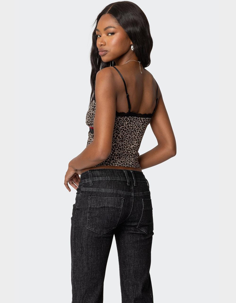 EDIKTED Lacey Leopard Mesh Tank Top image number 4