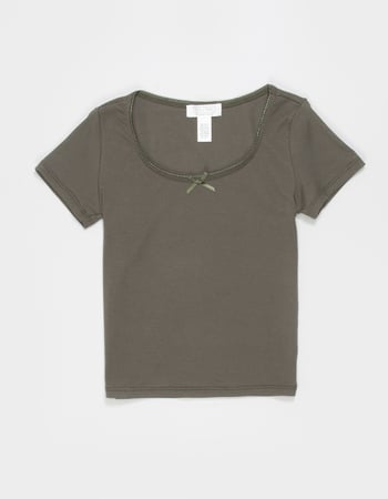 FULL TILT Essentials Girls Bow Trim Tee Primary Image