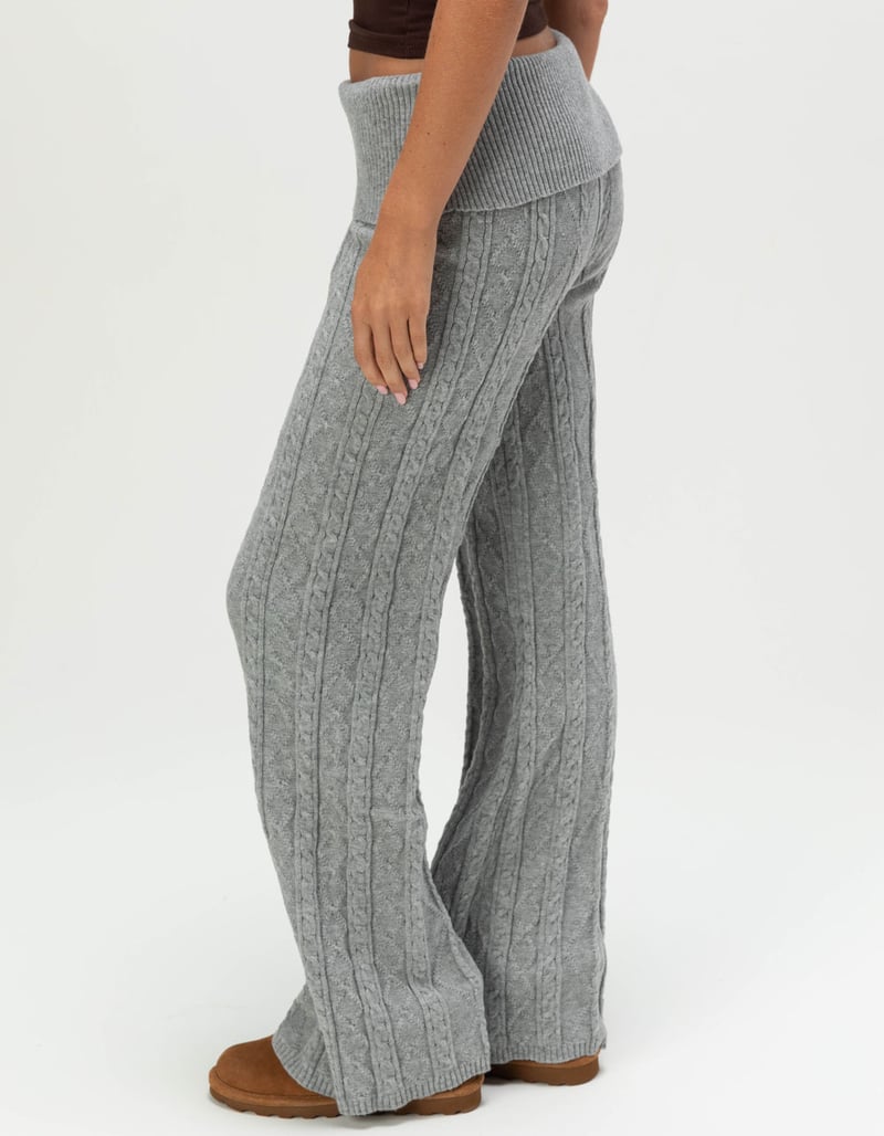 FULL TILT Cable Knit Womens Fold Over Pants image number 2