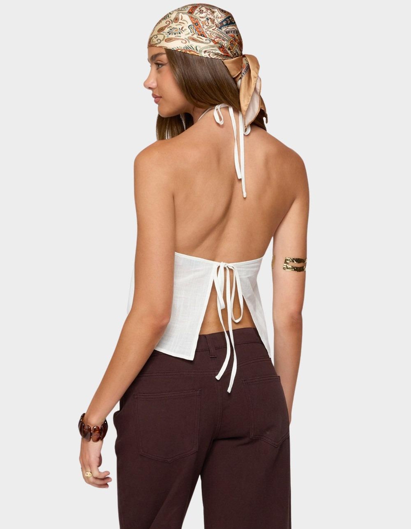 EDIKTED Oliviana Linen Look Halter Top image number 2