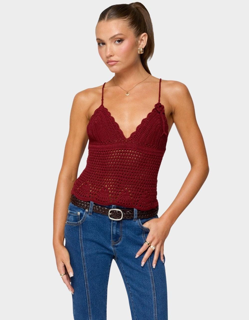 EDIKTED Delila Crochet V-Neck Top image number 0