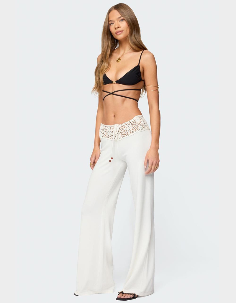EDIKTED Kirsty Crochet Waist Knit Pants image number 3
