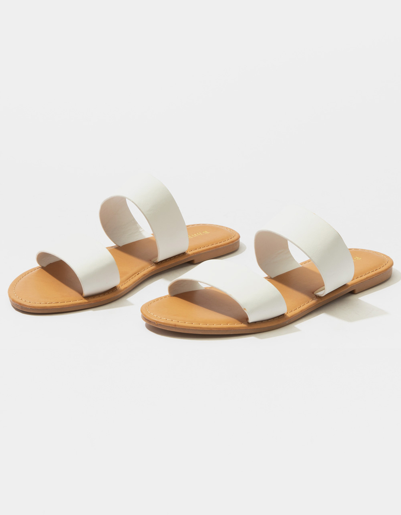 BAMBOO Double Strap White Womens Sandals image number 1