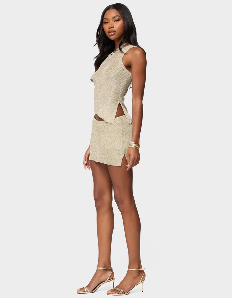 EDIKTED Goldy Asymmetric Metallic Knit Top image number 3