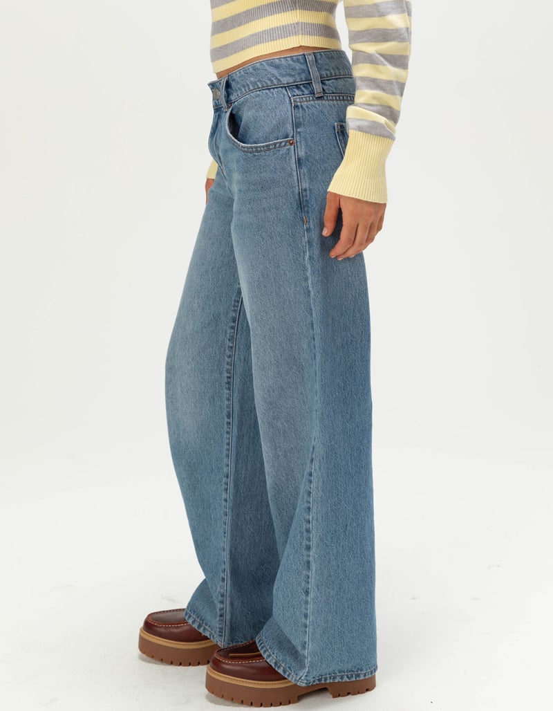 RSQ Womens Fold Over Waistband Baggy Jeans image number 2